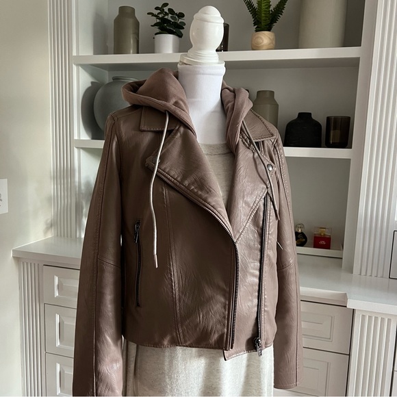 Women’s Blank NYC Faux Leather Jacket Brown Medium - Picture 10 of 17